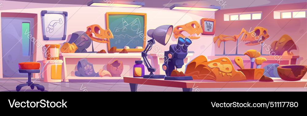 Paleontology Lab with Fossil Collection Vector Image