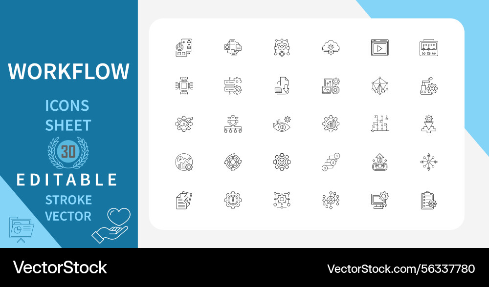 Workflow processing operation line icons set Workflow processing operation line icons set vector image