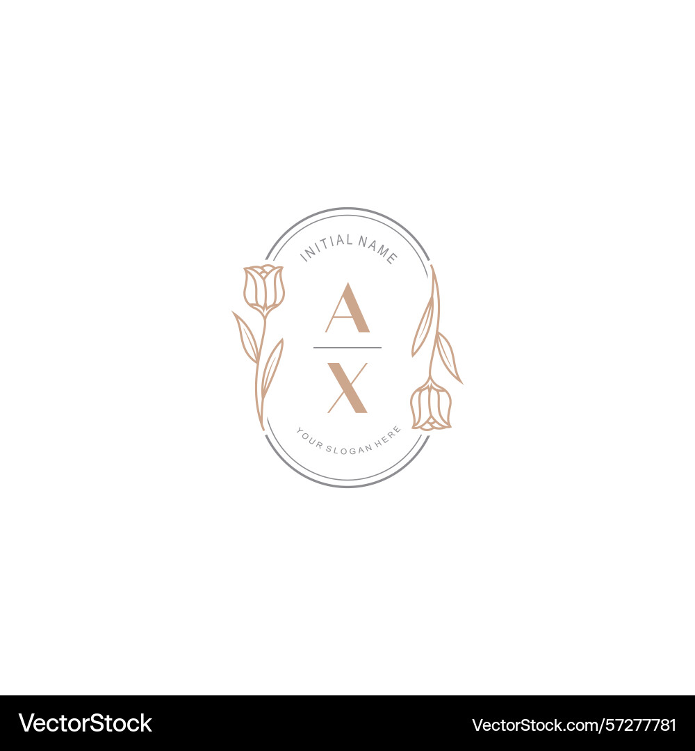 Botanical monogram logos with initial ax Vector Image
