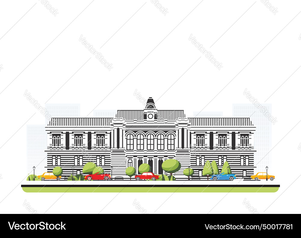 City hall building in flat style with trees City hall building in flat style with trees vector image