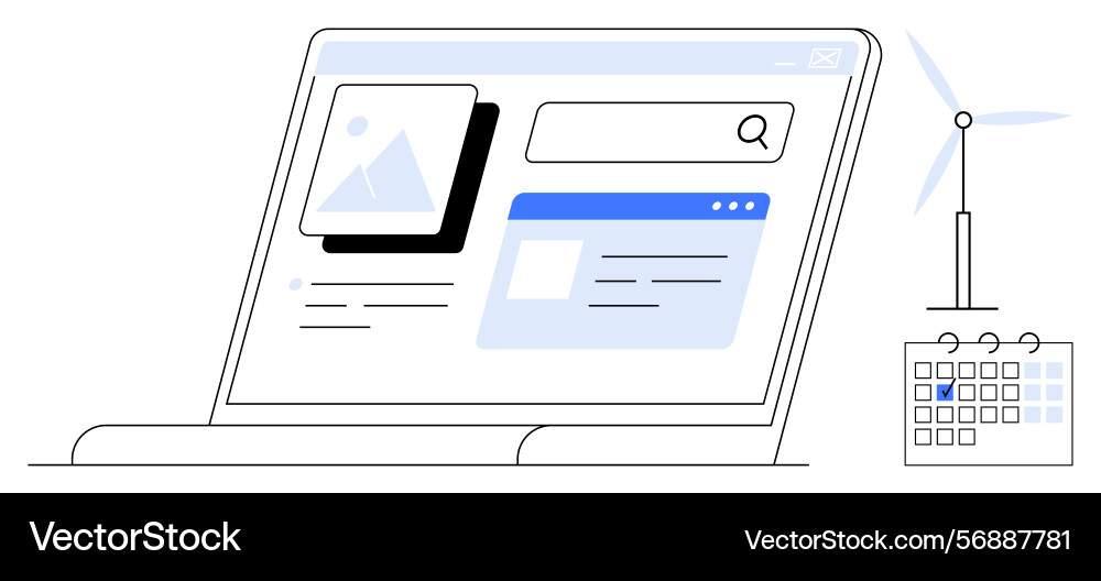 Digital interface with web search and renewable Digital interface with web search and renewable vector image