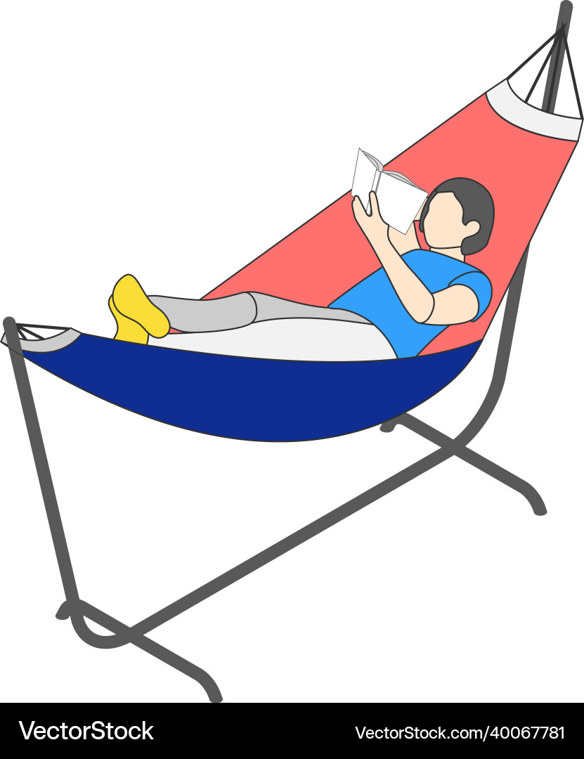 Hammock reading isometric composition Hammock reading isometric composition vector image