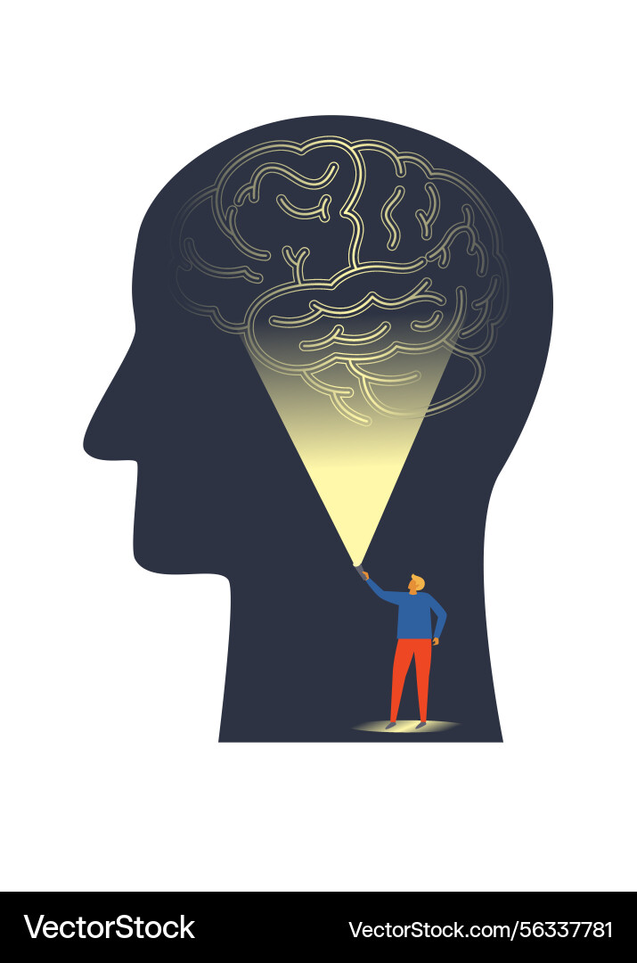 Man in the head with a flashlight Man in the head with a flashlight vector image