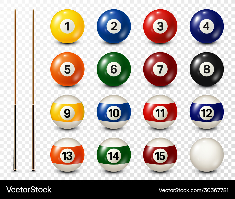 Pool Balls with Numbers - Realistic Snooker Vector Image