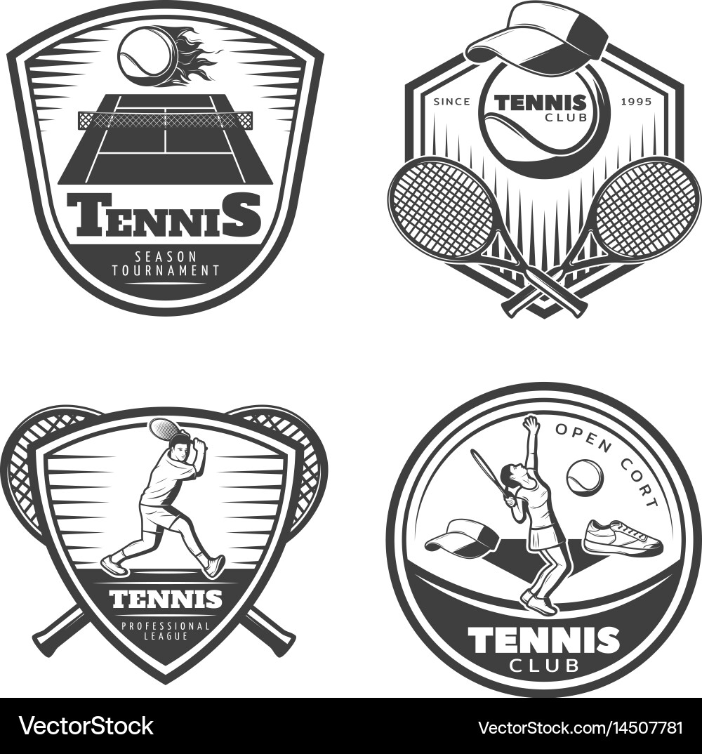 Vintage Tennis Emblems Vector Image