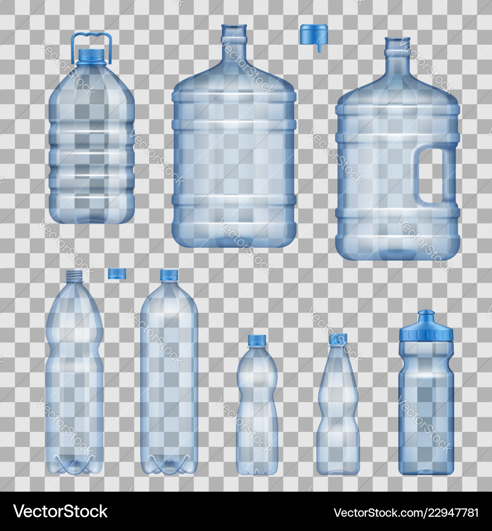Water bottles and containers mockups Royalty Free Vector