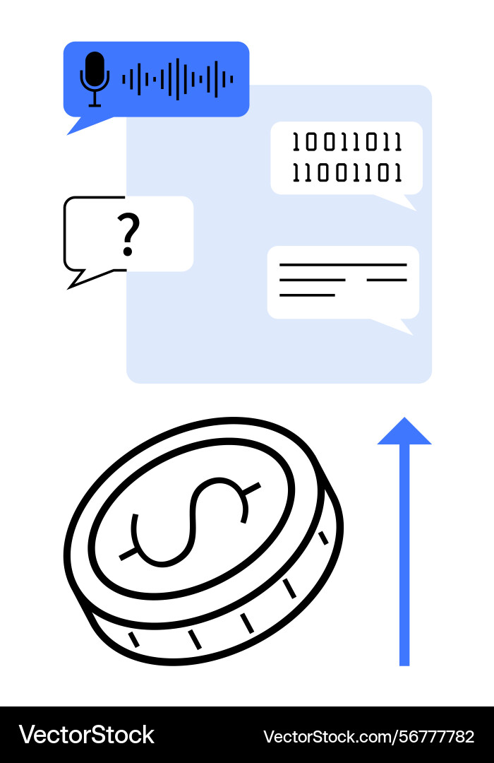 Conversational ai binary code and financial Conversational ai binary code and financial vector image