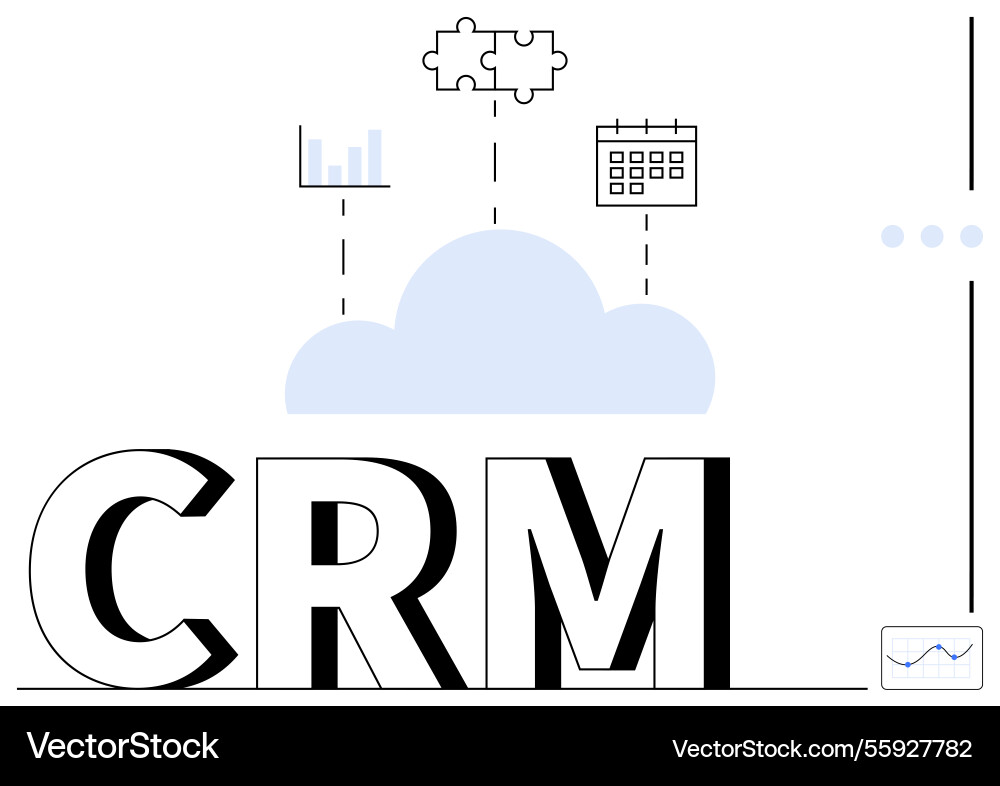 Crm integration with cloud technology highlighting Crm integration with cloud technology highlighting vector image