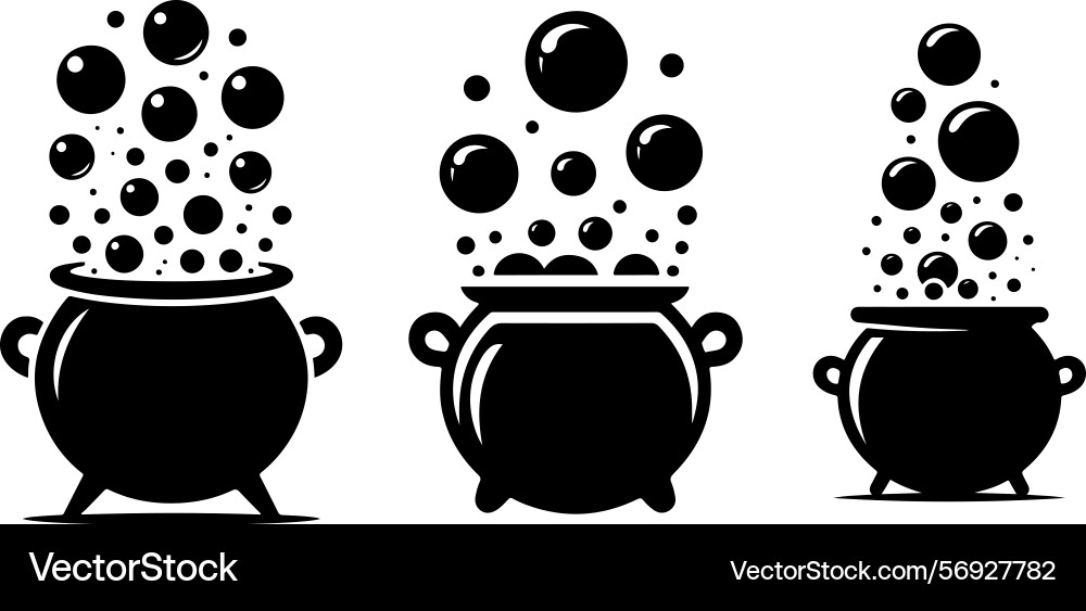 Enchanted cauldron icons with bubble effect design Vector Image