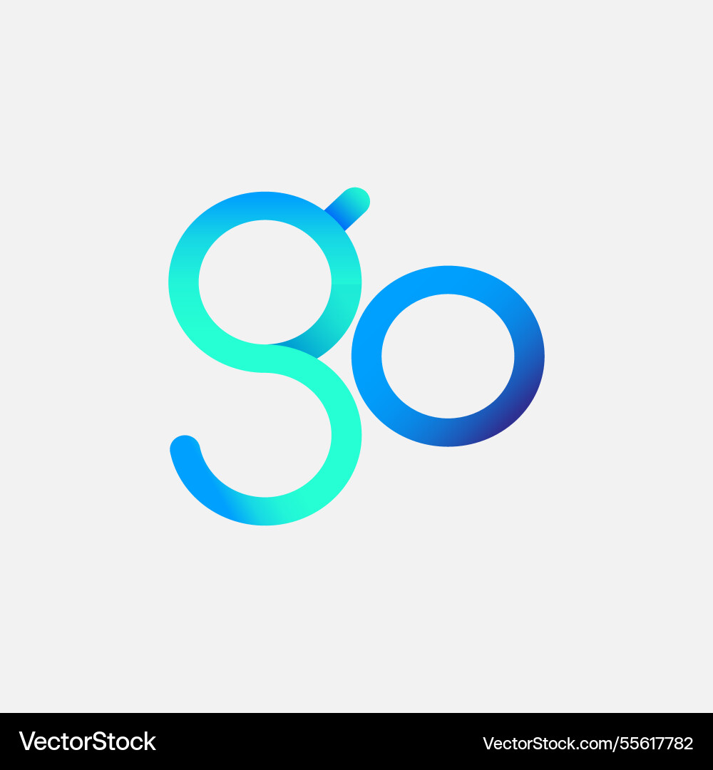 Go letters logo with negative space design Go letters logo with negative space design Vector Image
