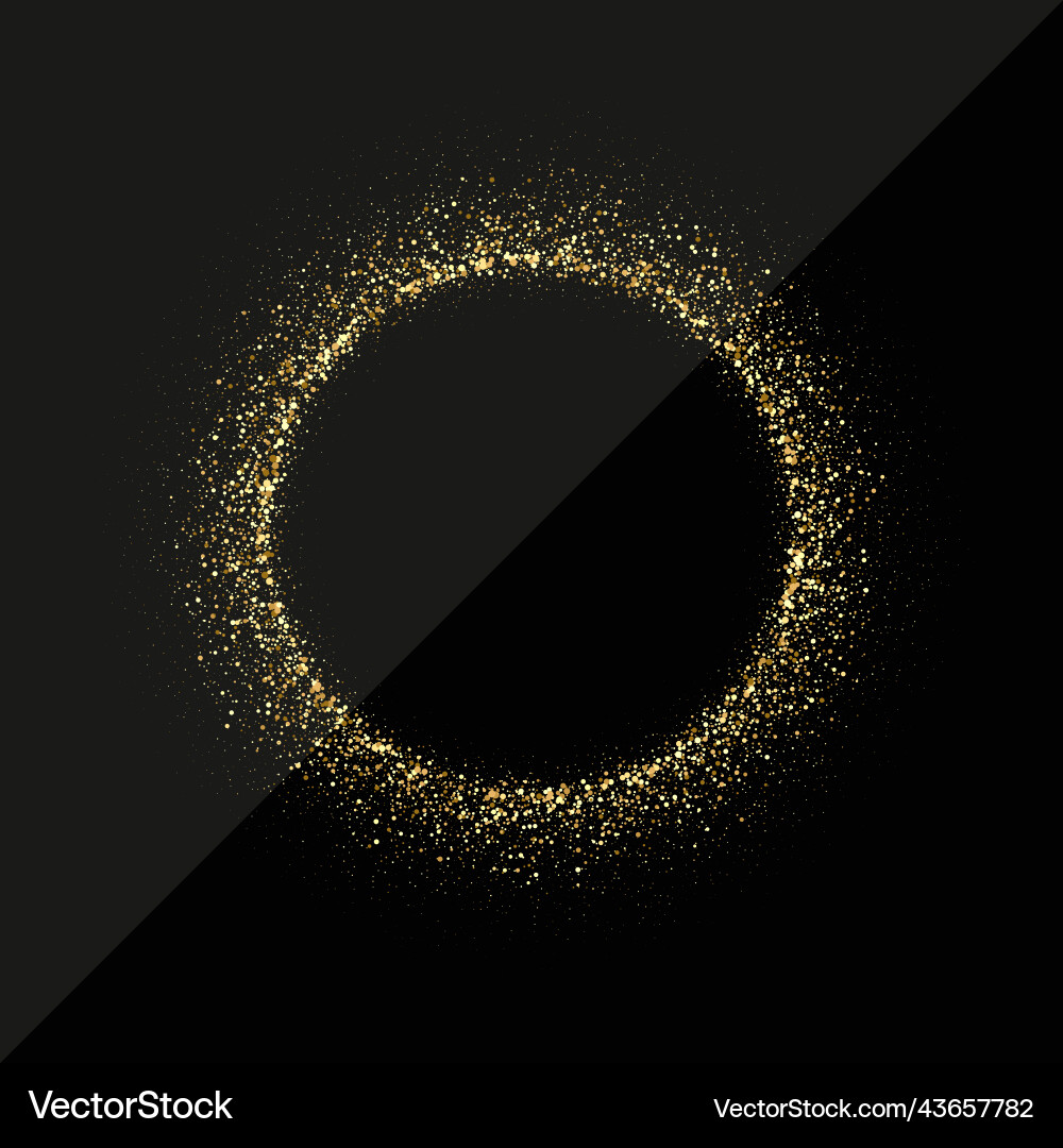Golden glitter circle frame gold dust Golden glitter circle frame gold dust vector image