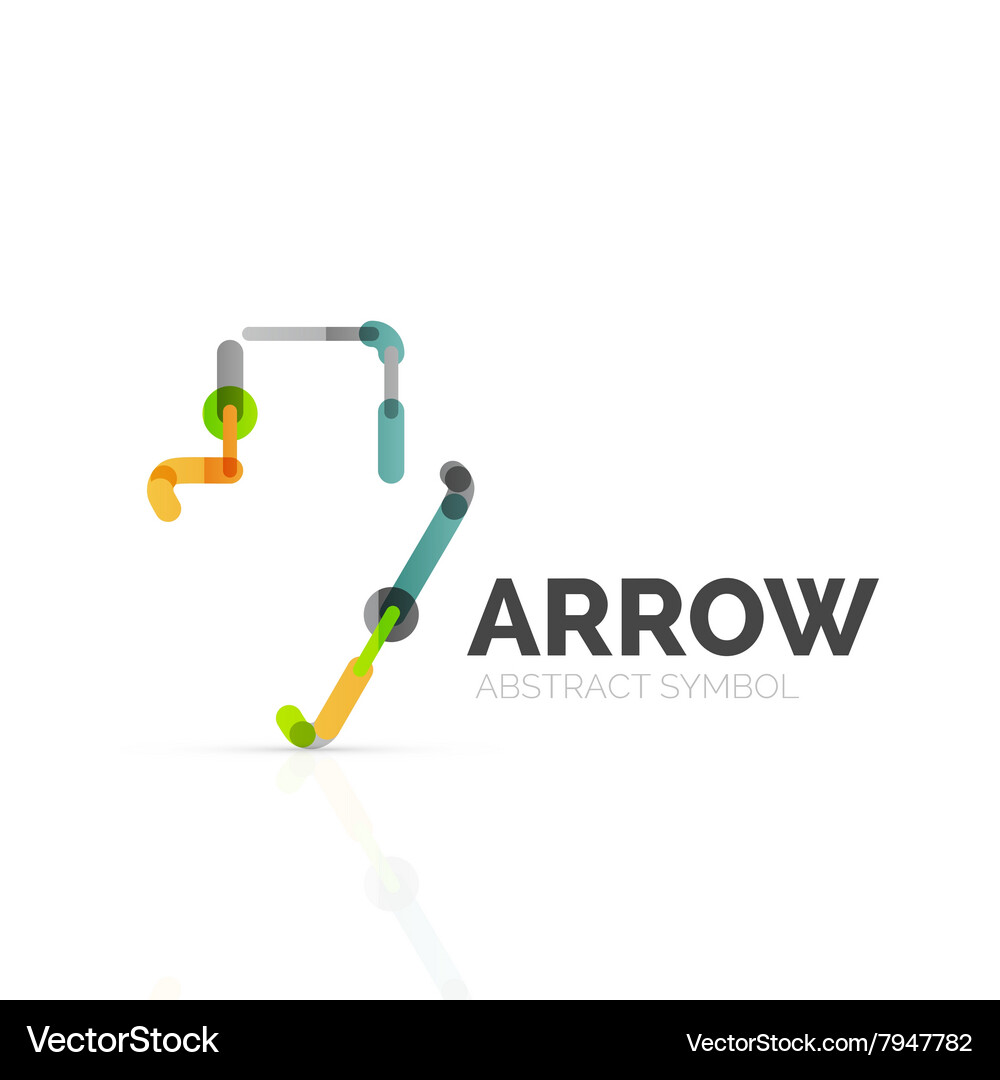 Linear arrow abstract logo connected multicolored Vector Image