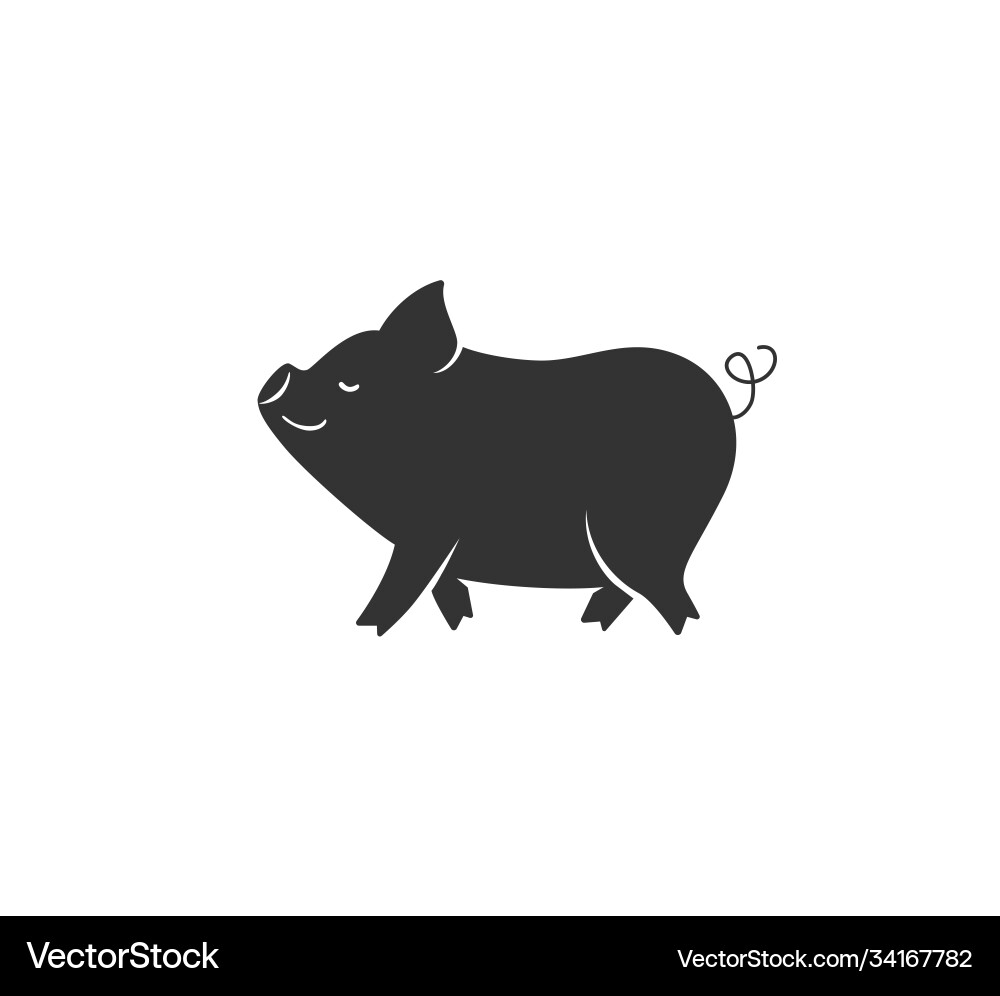 Pig Silhouette - Black and White Vector Image