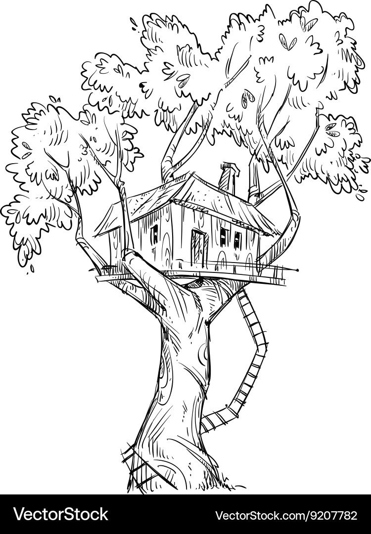 Rustic Treehouse Sketch vector image
