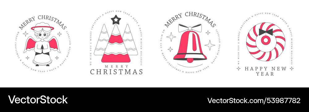 Set of merry christmas and happy new year icons Set of merry christmas and happy new year icons vector image