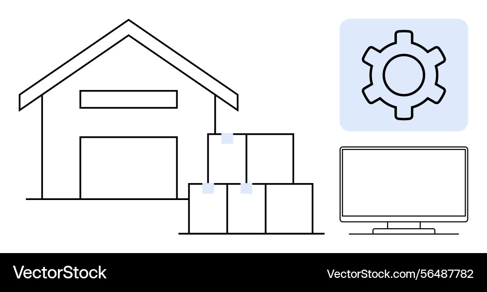 Warehouse management system with automation Warehouse management system with automation Vector Image