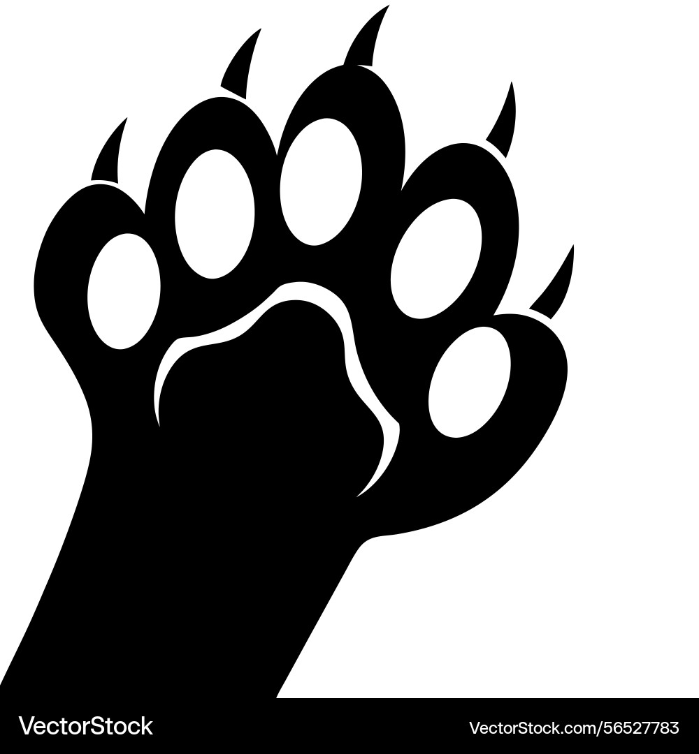 Cat paw print with sharp claws symbolizing feline Vector Image