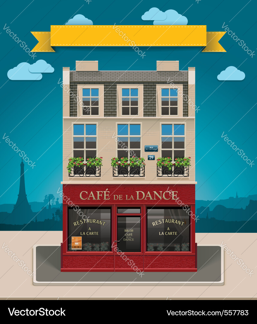 European Bistro Exterior Vector Image