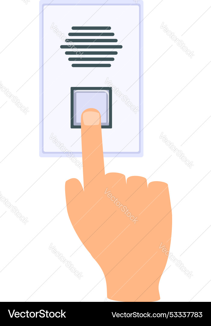 Hand pressing button on intercom indoor unit Hand pressing button on intercom indoor unit vector image
