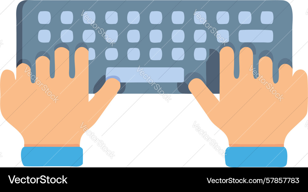 Hands on curved keyboard smooth input device Vector Image