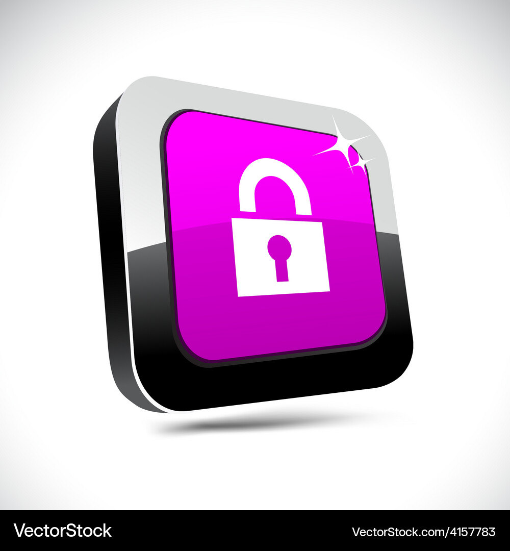 Padlock 3d square button Vector Image