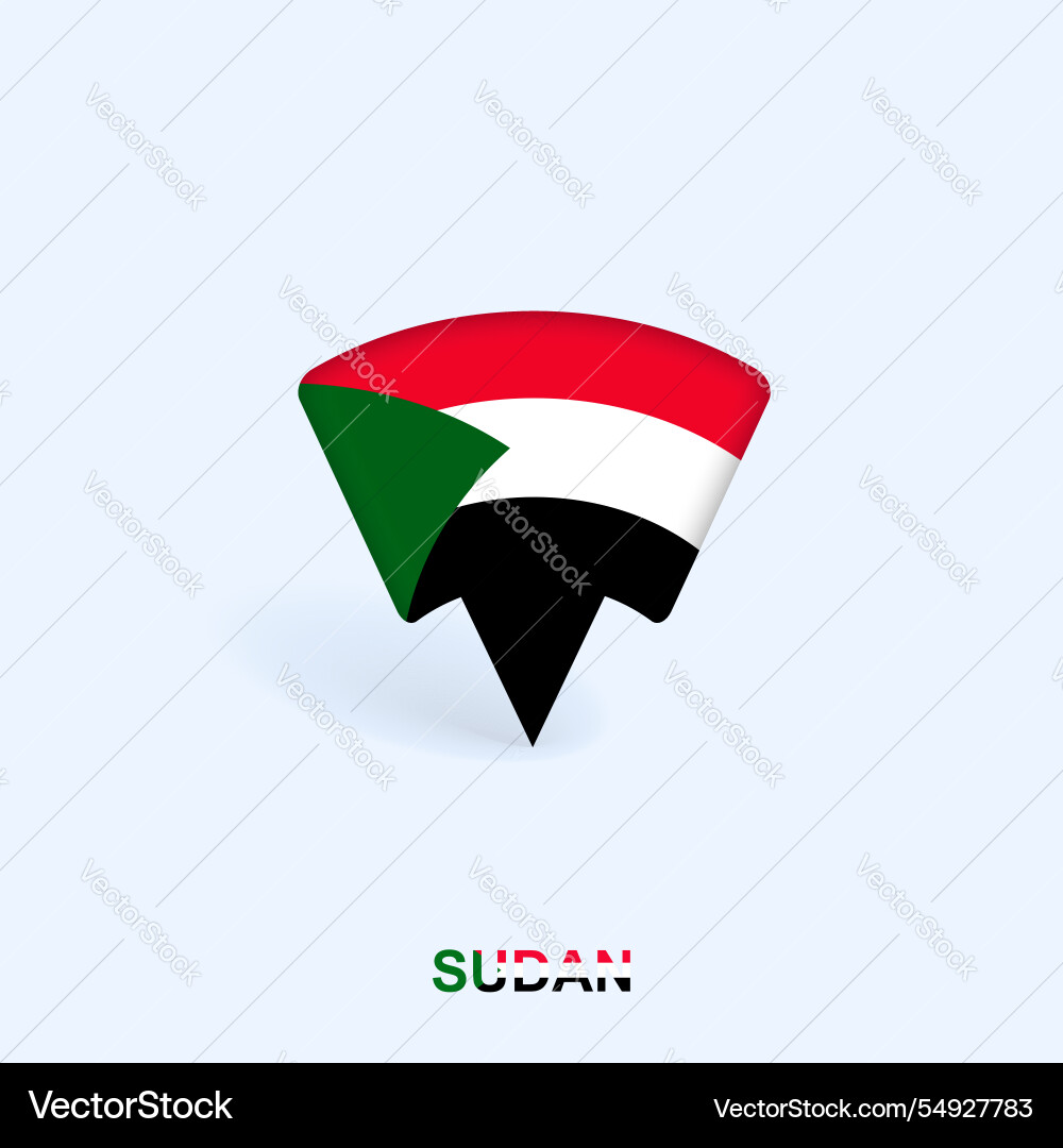 Sudan flag map pointer design with shadow Sudan flag map pointer design with shadow vector image