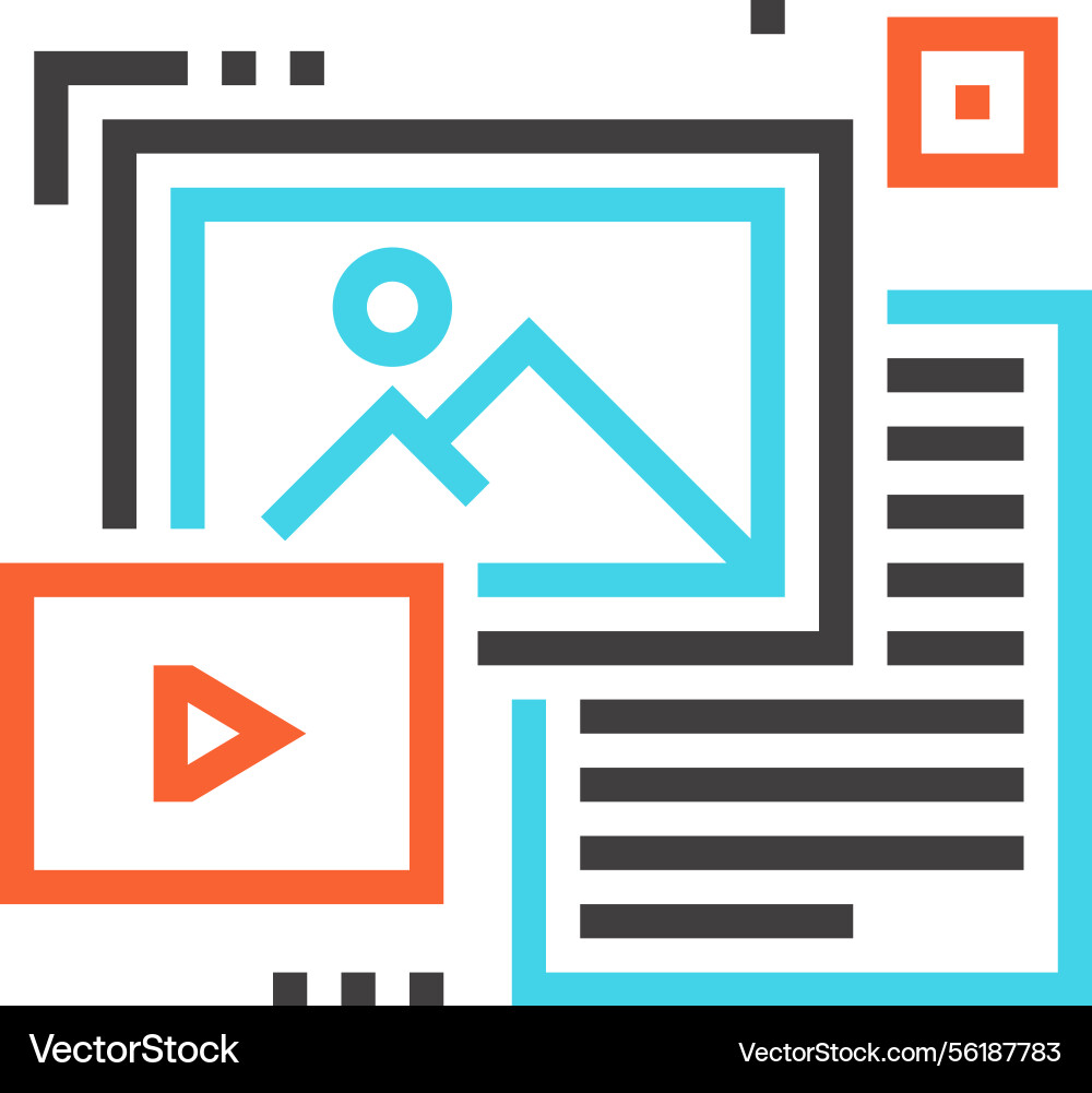 Unstructured data flat line web icon concept Unstructured data flat line web icon concept vector image