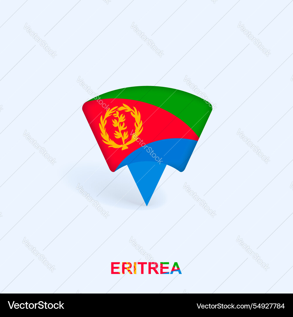 Eritrea flag map pointer design with shadow Eritrea flag map pointer design with shadow vector image