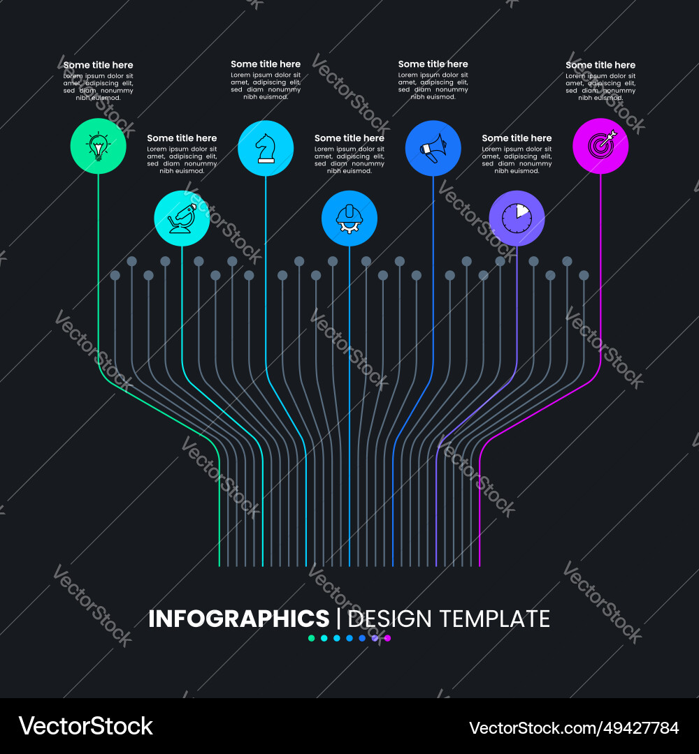 Infographic template tech tree with 7 steps Infographic template tech tree with 7 steps vector image