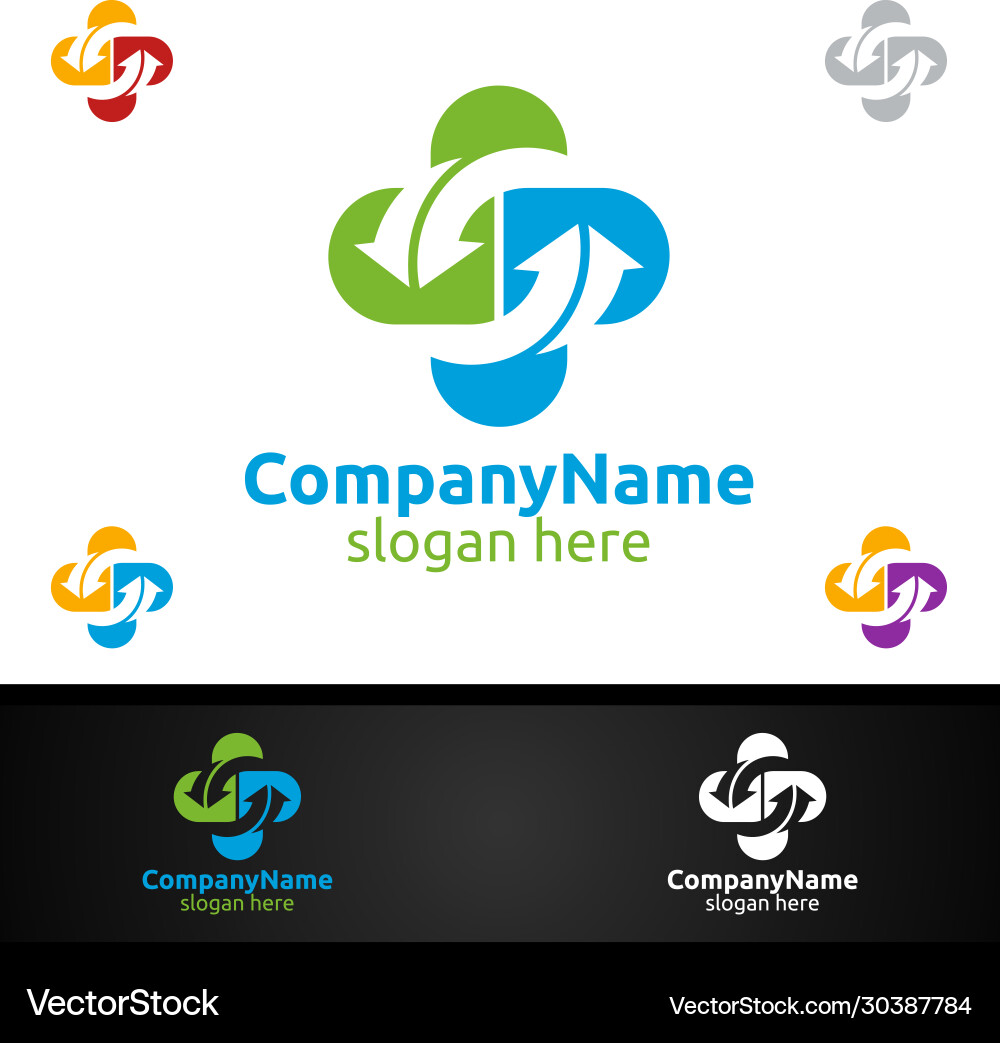 Medical Cross Pill Logo - Healthcare Vector Image