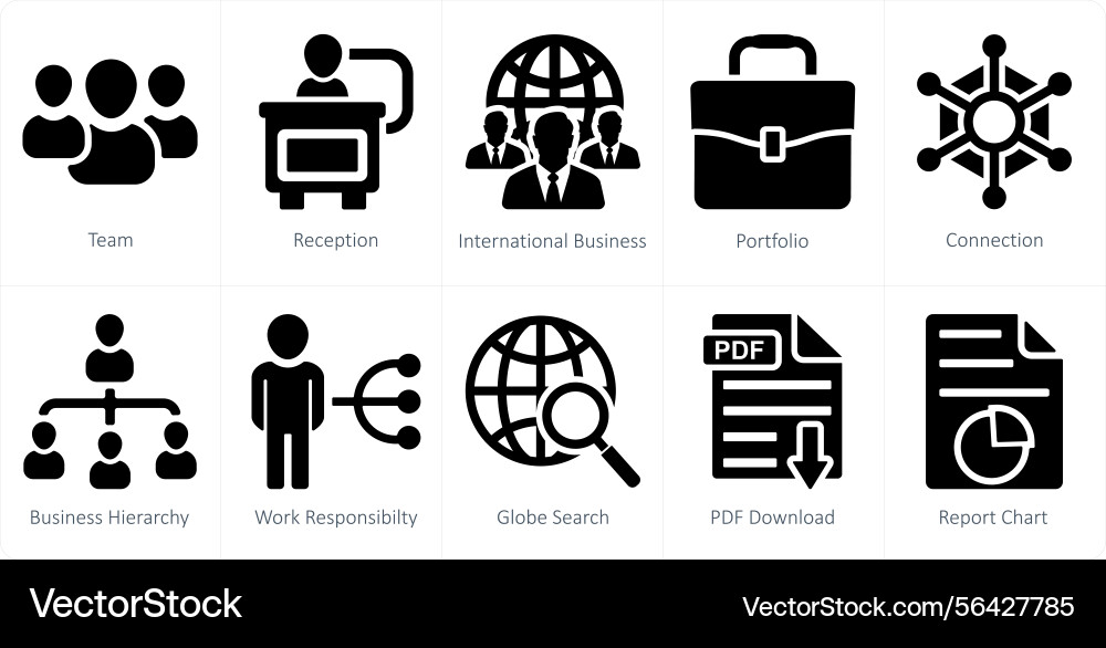 A set of 10 business icons as team reception Vector Image