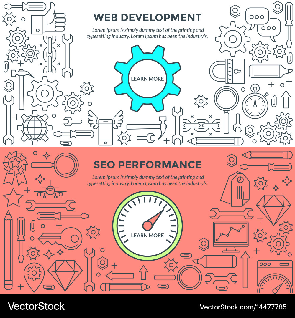 Banners for web development and performance Vector Image