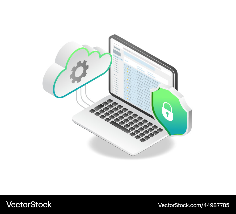 Cloud Server Data Security Isometric vector image