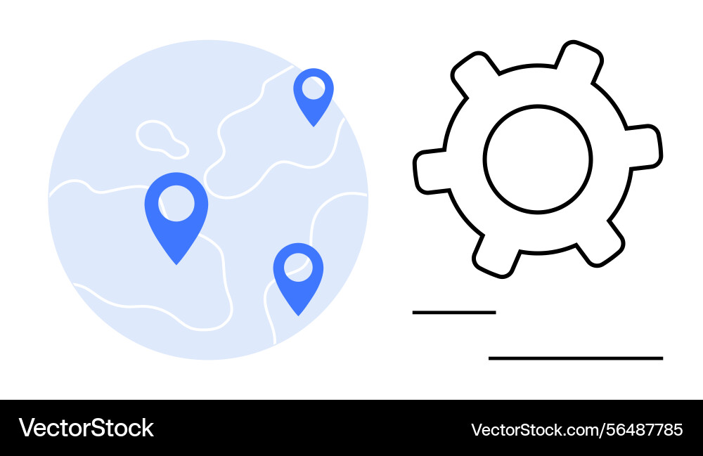 Globale Navigationskarte mit Standortmarkern Vektorbild
