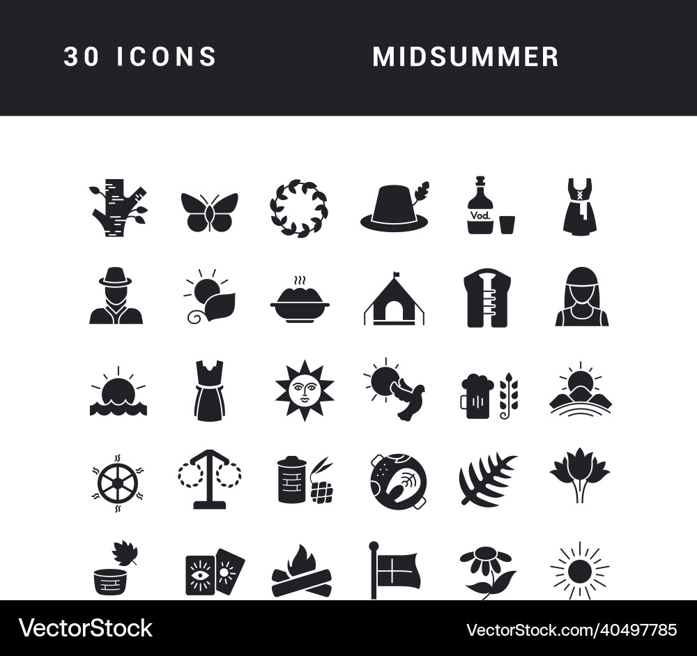 Set of simple icons midsummer Set of simple icons midsummer vector image