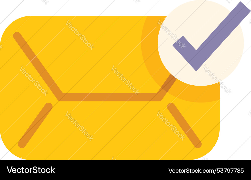 Yellow mail envelope with check mark showing Yellow mail envelope with check mark showing vector image