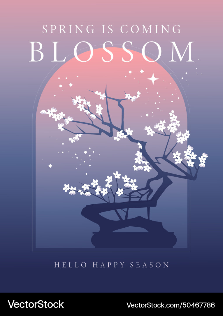 A branch of flowering tree on an abstract color A branch of flowering tree on an abstract color vector image