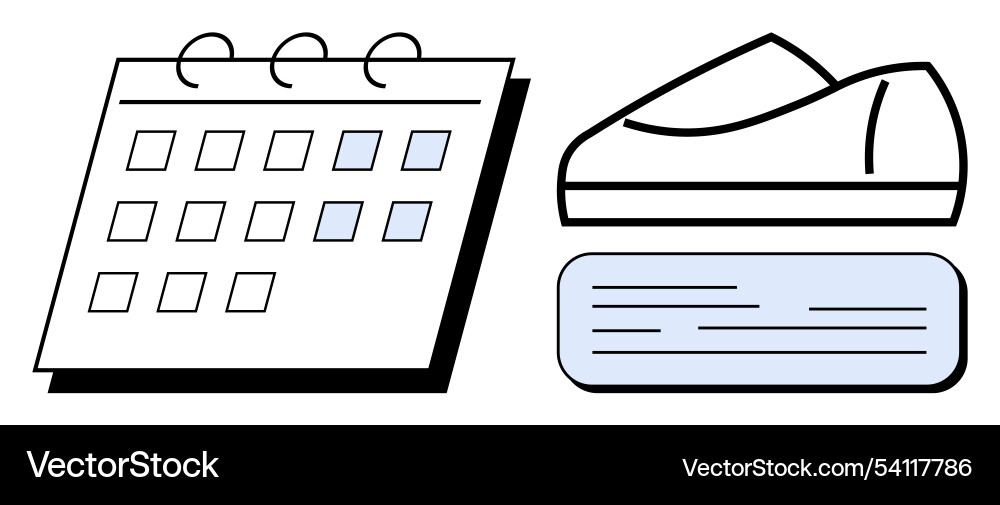 Calendar with highlighted dates and pair of shoes Calendar with highlighted dates and pair of shoes vector image
