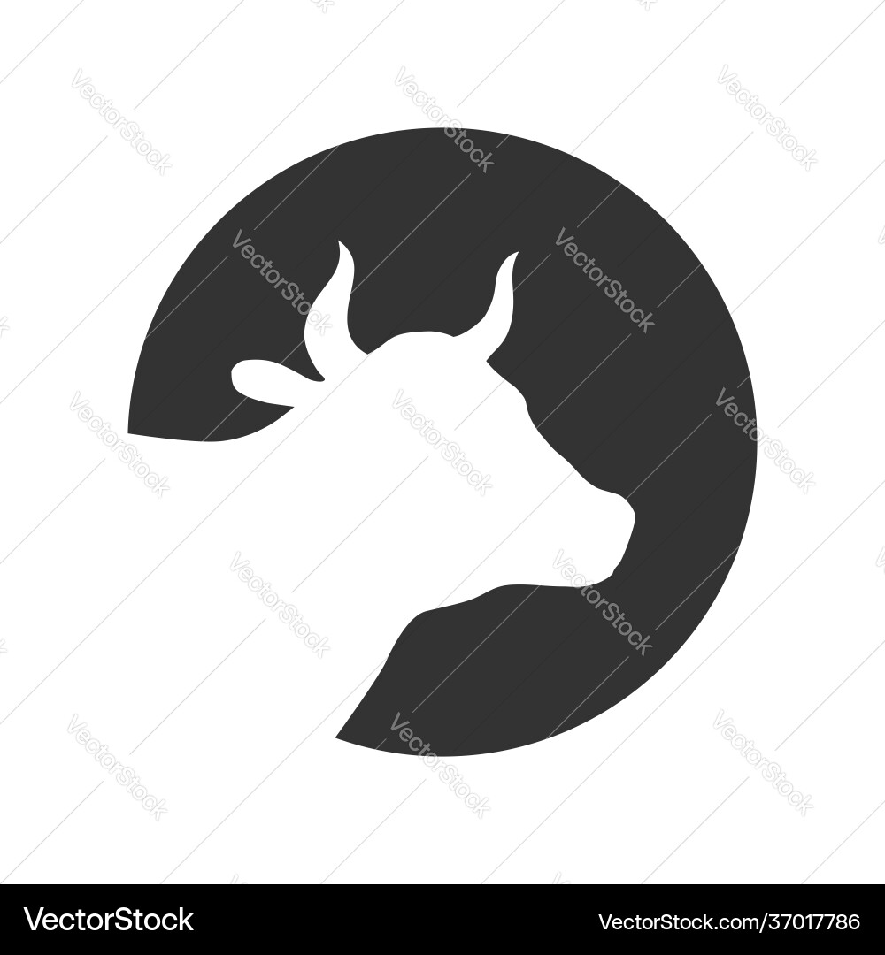 Cow Head Icon - White Vector Image