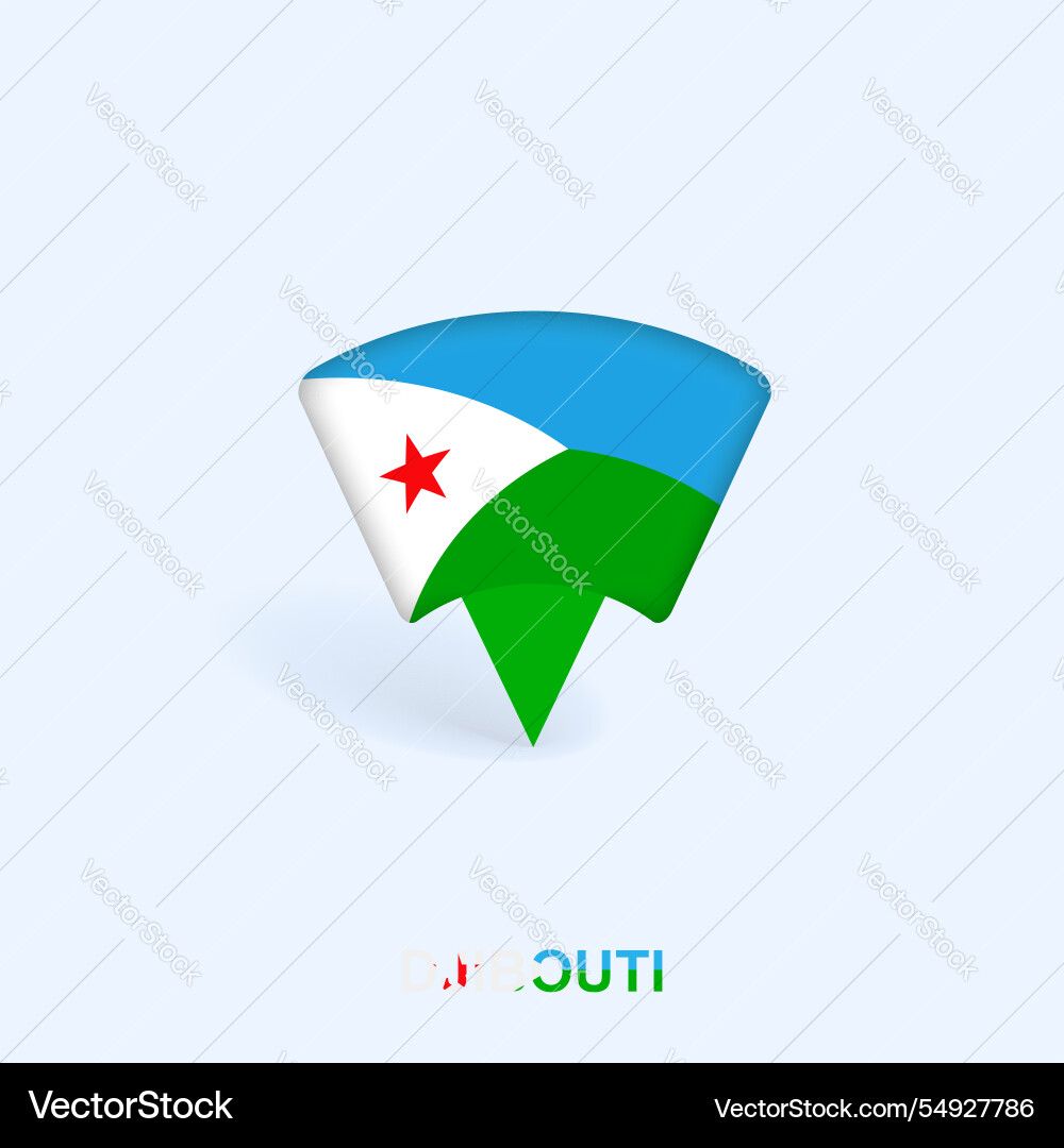 Djibouti Flagge Kartenzeiger Design mit Schatten Djibouti Flagge Kartenzeiger Design mit Schatten vektorbild