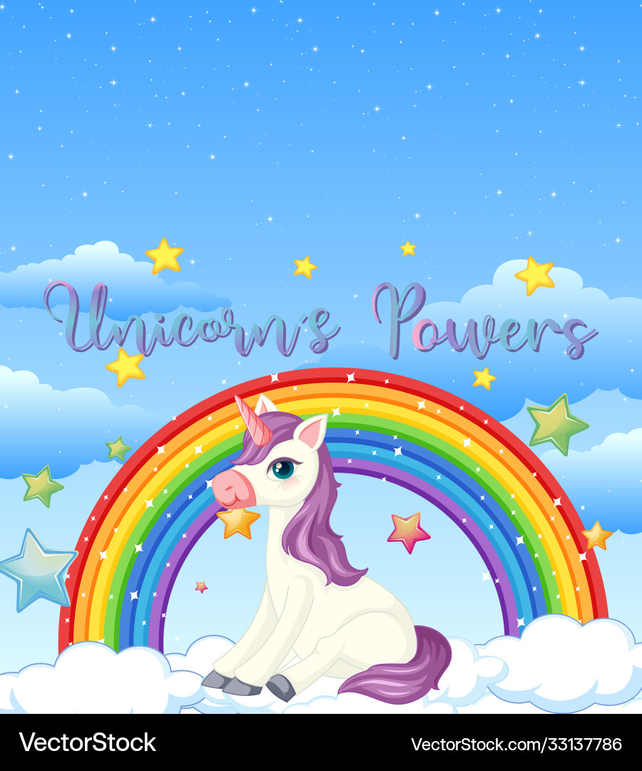 Pastell Unicorn Banner mit Regenbogen Vektorbild