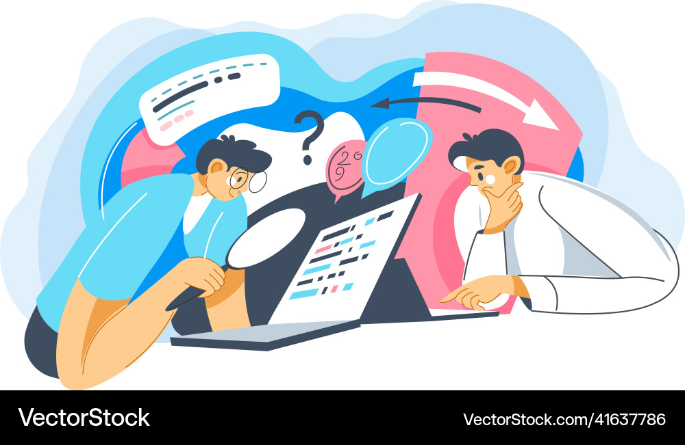 People working on online project searching in web Vector Image