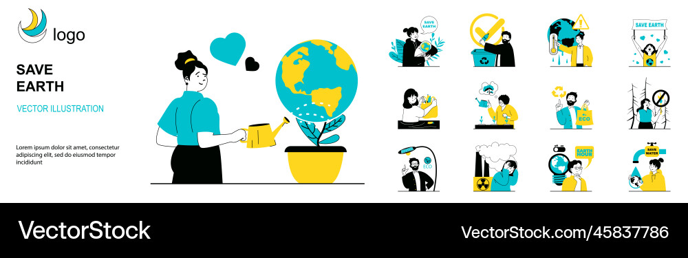 Save earth concept with character situations Vector Image