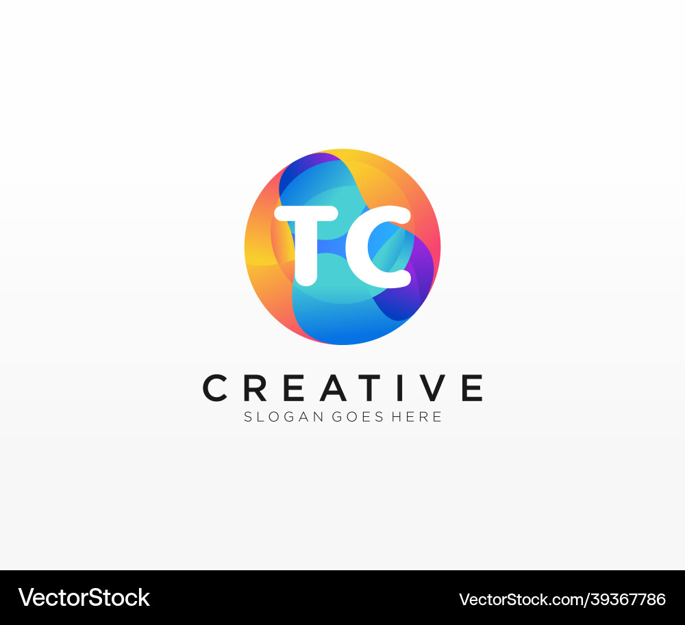 TC Initial Logo with Colorful Circles vector image