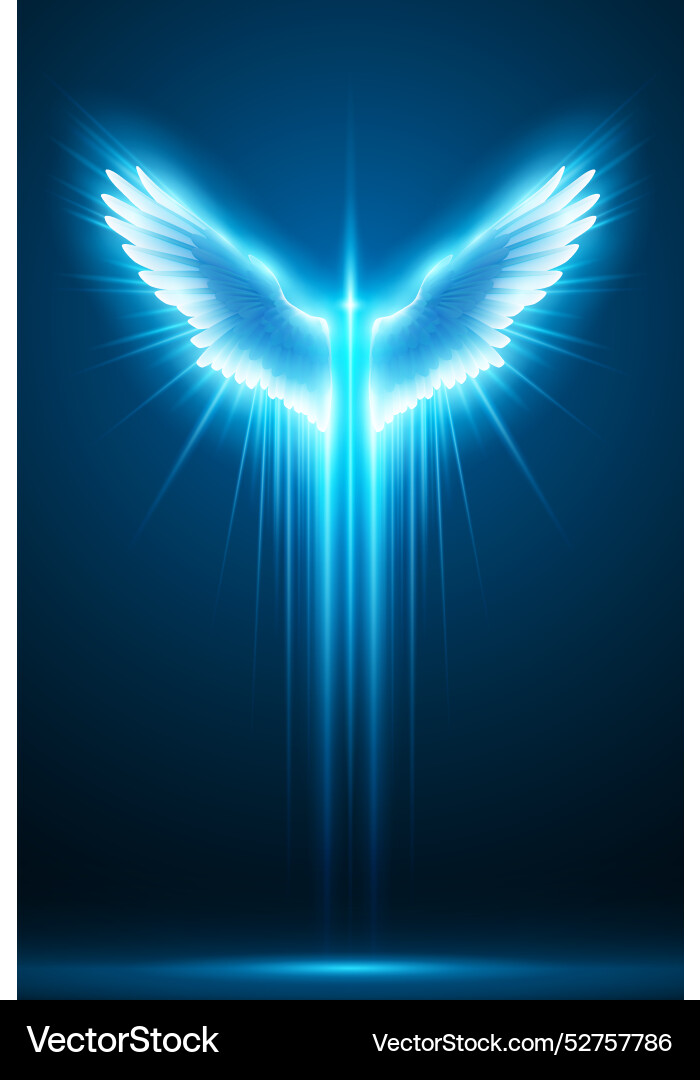 Wings with blue light effect Wings with blue light effect vector image