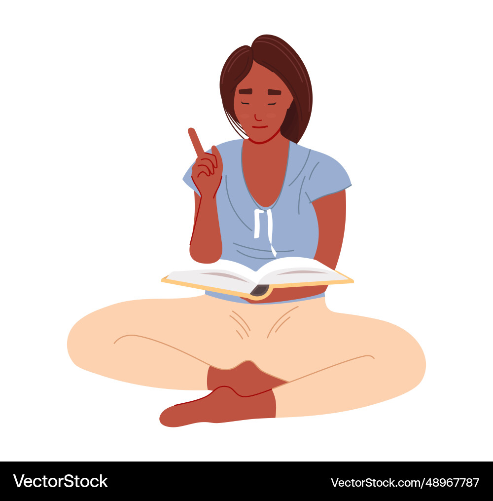 African-american woman sitting and reading a book African-american woman sitting and reading a book vector image