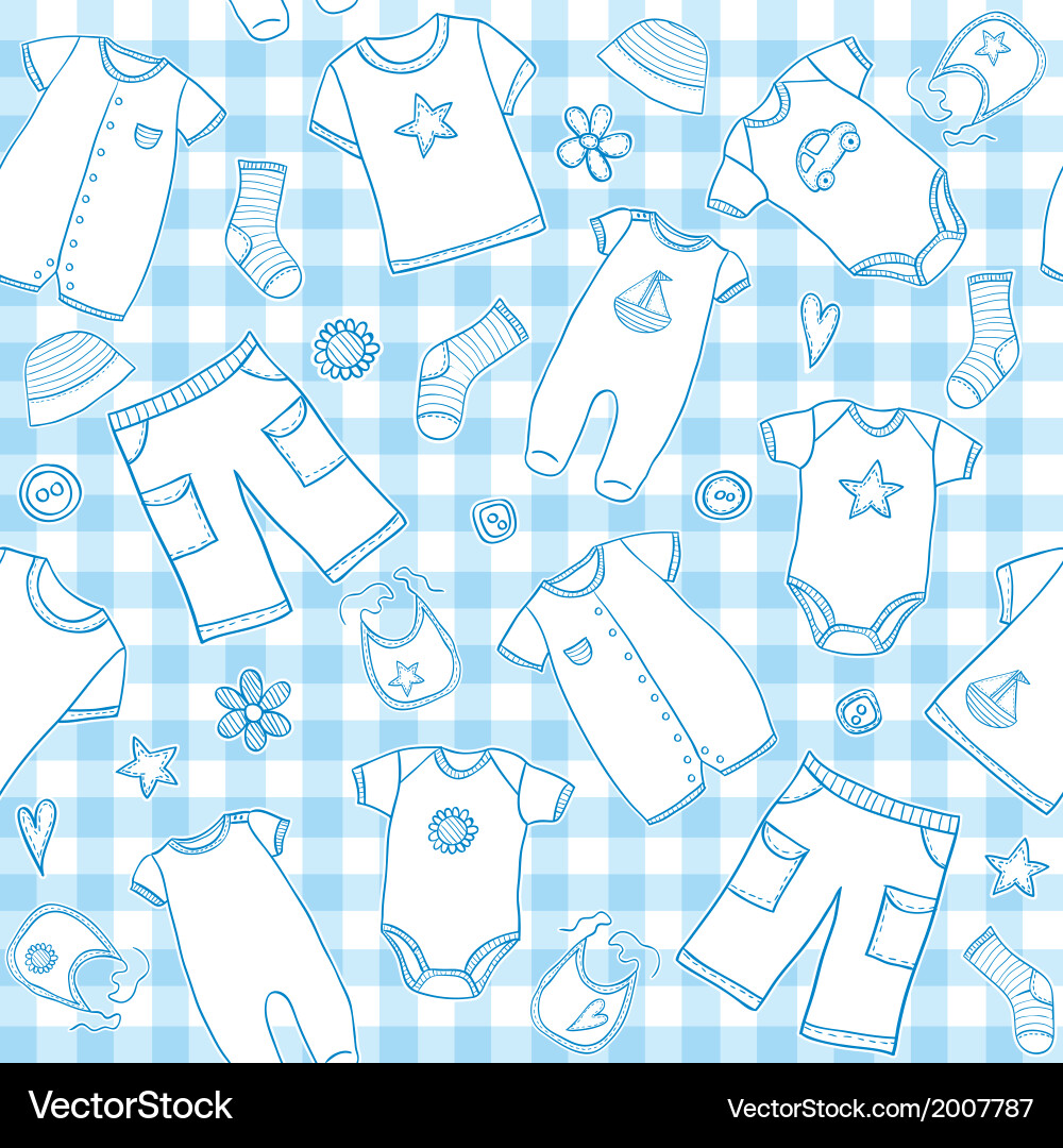 Baby Boy Blue Seamless Pattern vector image