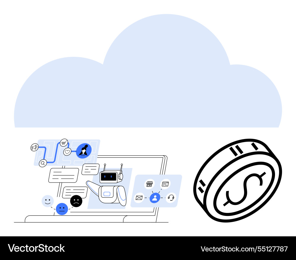 Cloud computing with ai and cryptocurrency Cloud computing with ai and cryptocurrency vector image