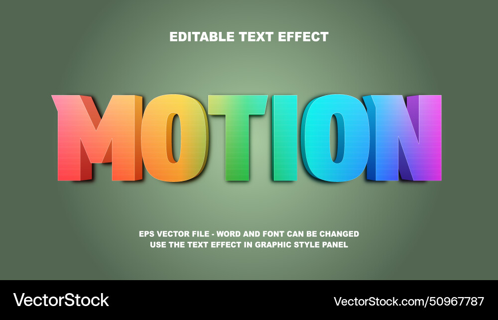 Editable text effect motion 3d template Vector Image