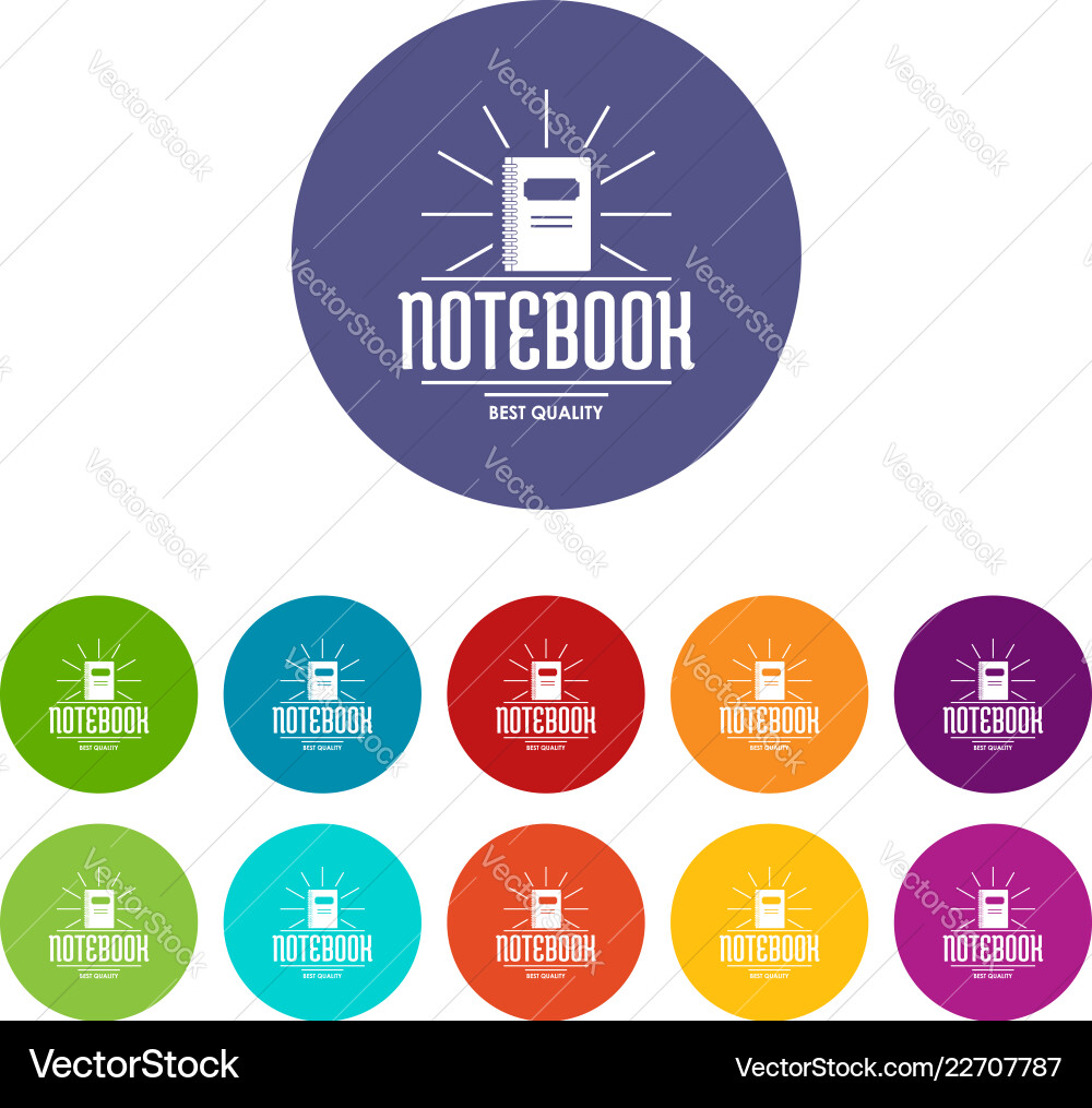 Notebook icons set color Notebook icons set color vector image